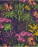 Maillot de bain pour fille en bleu marine avec design asymétrique et imprimé tropical.