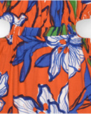 Robe pour fille en orange avec bretelles et imprimé floral.