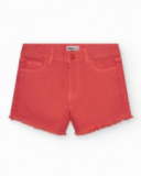 Short pour fille en denim corail avec poches latérales.