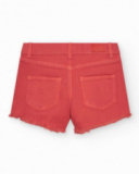 Short pour fille en denim corail avec poches latérales.