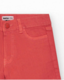 Short pour fille en denim corail avec poches latérales.