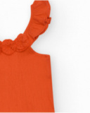 T-shirt pour fille en orange avec volants et broderies.