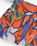 Ensemble chemise courte et jupe pour fille en orange et bleu avec imprimé floral