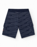 Bermuda pour garçon à rayures blanches avec taille élastique et poches latérales