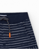 Bermuda pour garçon à rayures blanches avec taille élastique et poches latérales