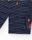 Bermuda pour garçon à rayures blanches avec taille élastique et poches latérales