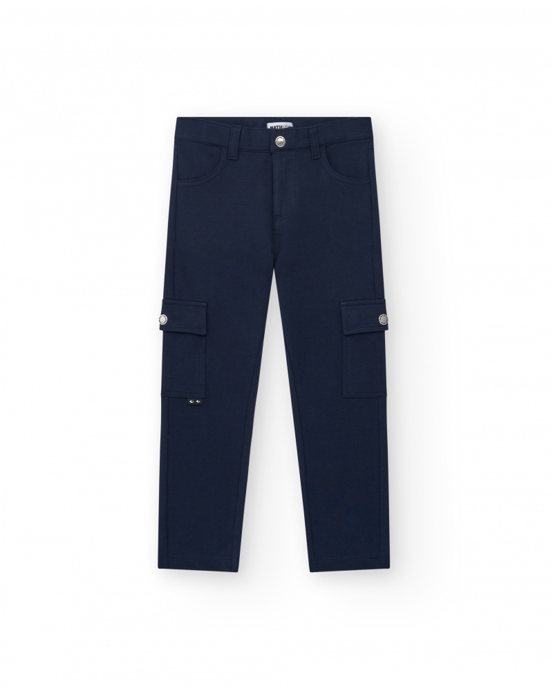 Pantalon pour garçon en noir avec taille élastique et poches latérales