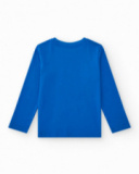 T-shirt à manches longues pour garçon en bleu avec imprimé marin