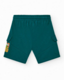 Bermudas pour garçon en vert avec taille élastique et poches latérales