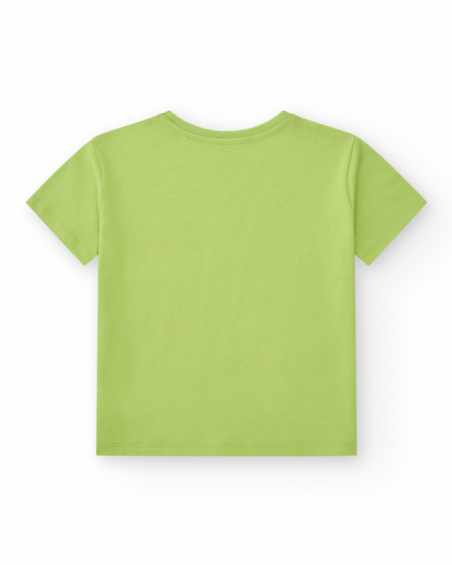 T-shirt pour garçon en vert avec imprimé multicolore