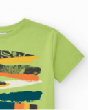 T-shirt pour garçon en vert avec imprimé multicolore