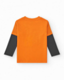 T-shirt à manches longues pour garçon en orange avec imprimé frontal