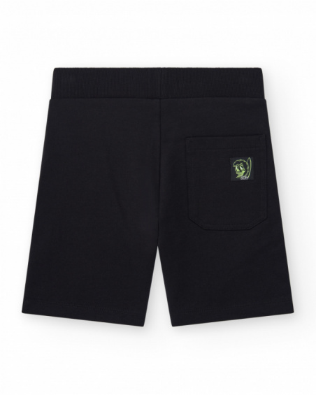 Bermudas pour garçon en noir avec taille élastique et poche latérale