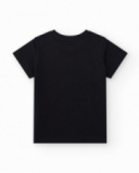 T-shirt pour garçon en noir avec imprimé photographique.