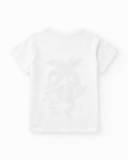 T-shirt pour garçon en blanc avec imprimé squelette.