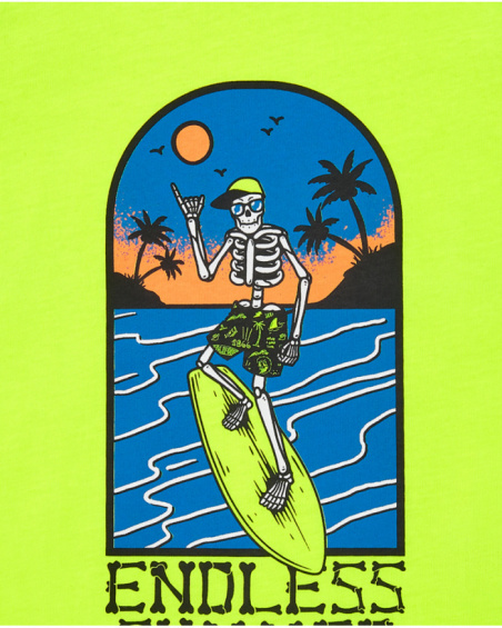 Débardeur pour garçon en jaune avec imprimé surfeur.