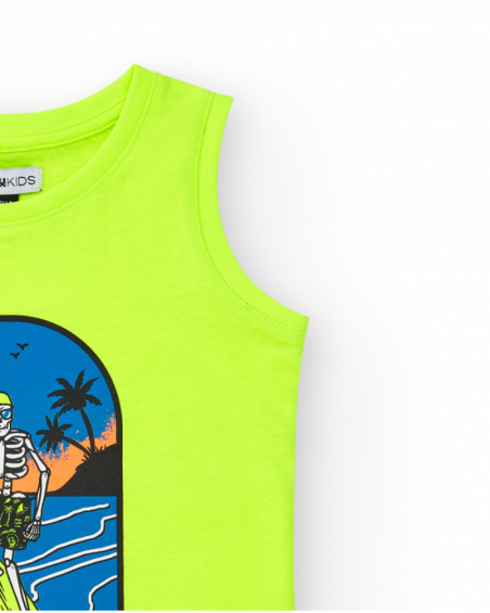 Débardeur pour garçon en jaune avec imprimé surfeur.