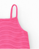 Robe pour fille en rose avec bretelles et volant.