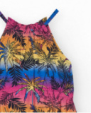 Robe multicolore pour fille décorée avec des palmiers.