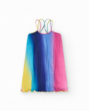 Robe pour fille en bleu et rose avec fines bretelles.