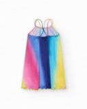 Robe pour fille en bleu et rose avec fines bretelles.