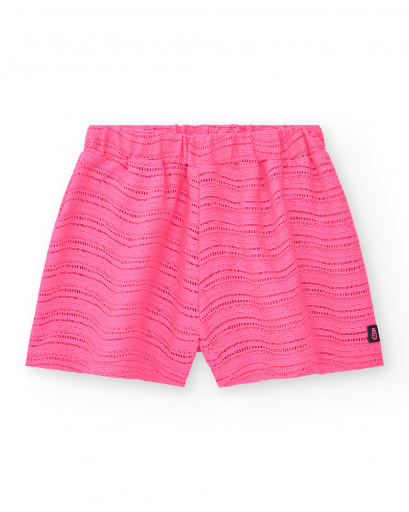 Short multicolore pour fille avec imprimé tropical et taille élastique.