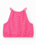 Top pour fille en rose avec bretelles et taille élastique.