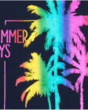 Top sans manches pour fille en bleu avec imprimé palmiers.