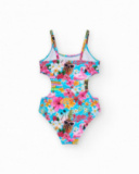 Bañador multicolor para niña con estampado tropical y tirantes