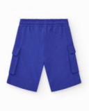 Bermudas pour garçon en bleu avec poches et taille élastique.
