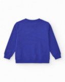 Sweat-shirt pour garçon en bleu avec poignets côtelés et col rond.