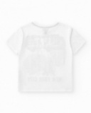 T-shirt pour garçon en blanc avec imprimé skate.