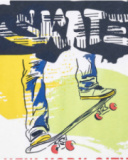 T-shirt pour garçon en blanc avec imprimé skate.