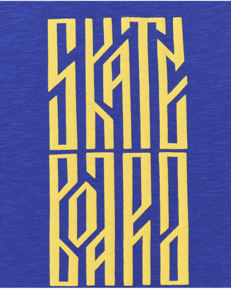 T-shirt pour garçon en bleu avec phrase imprimée.