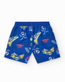 Bermudas pour garçon en bleu avec taille élastique et imprimé skate.