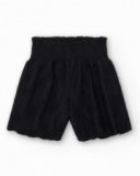 Short pour fille en noir avec taille élastique et imprimé floral.