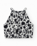 Top pour fille en blanc avec bretelles et imprimé floral.