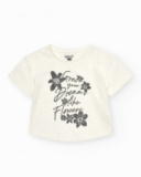 T-shirt pour fille en blanc avec design floral.