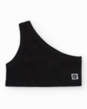 Top asymétrique pour fille en noir avec motif floral.