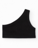 Top asymétrique pour fille en noir avec motif floral.