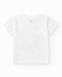 T-shirt pour garçon en blanc avec imprimé photographique.