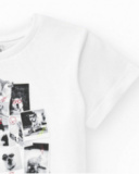 T-shirt pour garçon en blanc avec imprimé photographique.