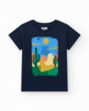 T-shirt à manches courtes pour garçon en noir avec imprimé frontal.