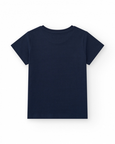 T-shirt à manches courtes pour garçon en noir avec imprimé frontal.