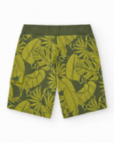 Bermuda pour garçon en vert avec imprimé tropical et taille élastique