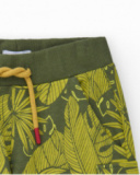 Bermuda pour garçon en vert avec imprimé tropical et taille élastique