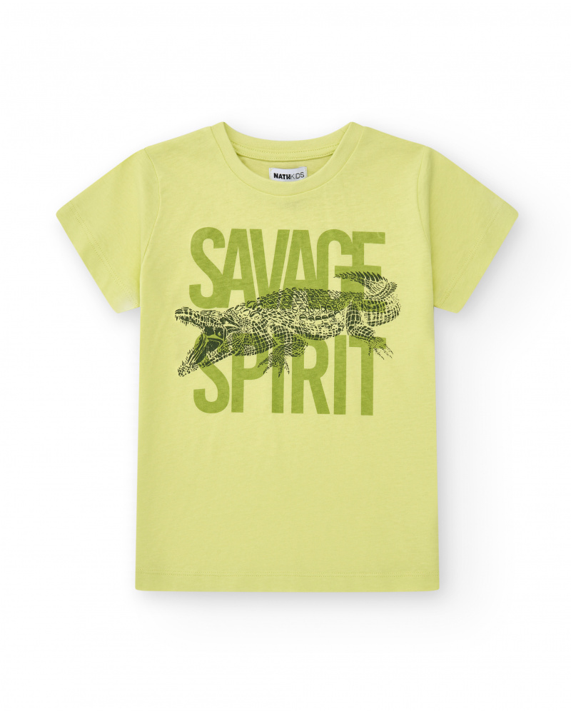 T-shirt pour garçon en vert avec imprimé crocodile
