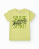 T-shirt pour garçon en vert avec imprimé crocodile