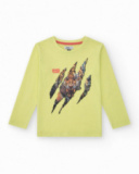T-shirt à manches longues pour garçon en vert avec imprimé griffe d’animal