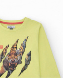 T-shirt à manches longues pour garçon en vert avec imprimé griffe d’animal